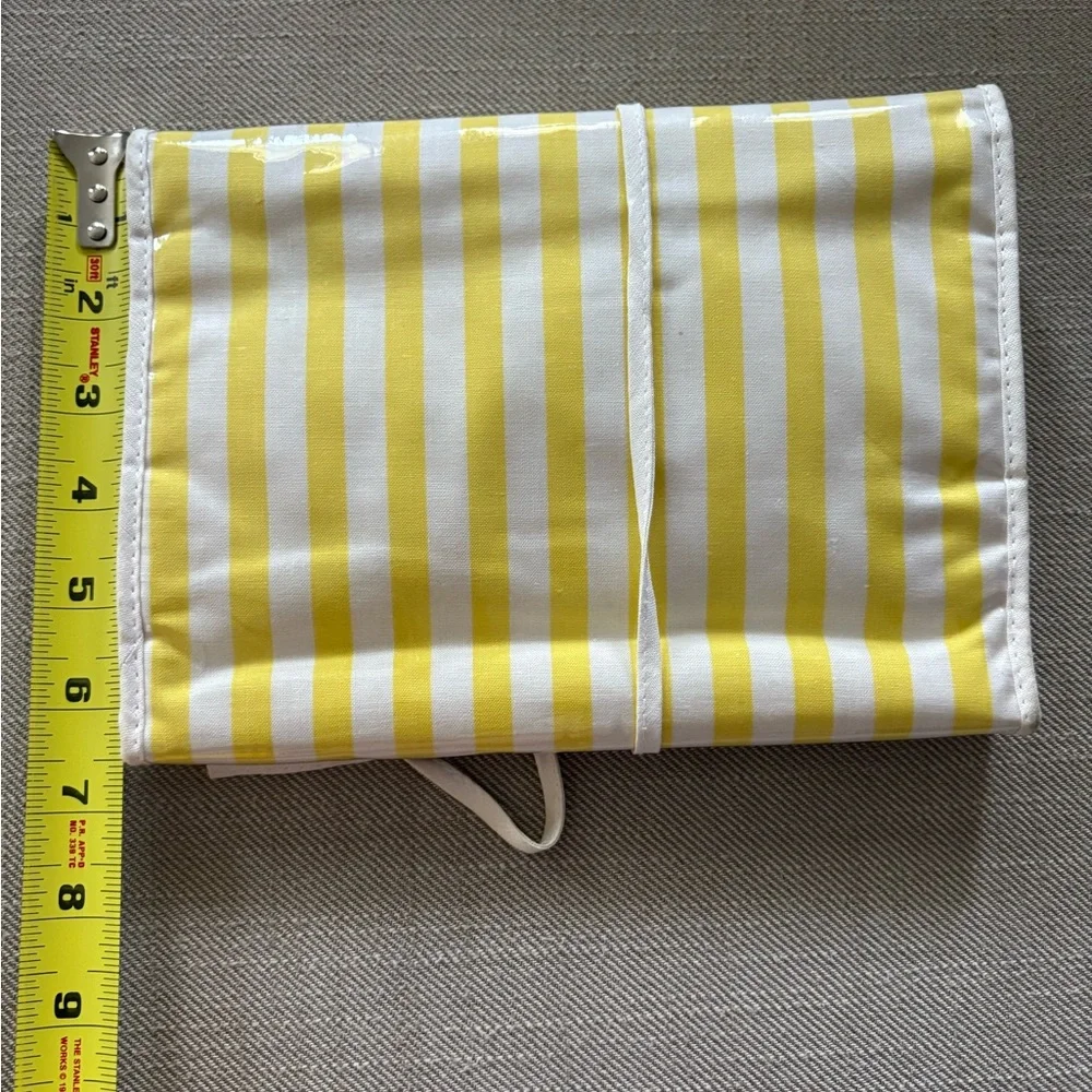 Vintage 1980s Covergirl Hanging Makeup Organizer. White and yellow stripe